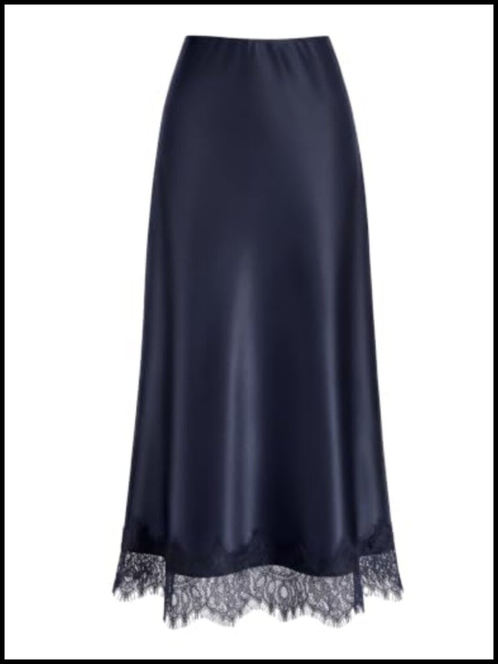 Lace Satin Maxi Skirt Women High Waist A-Line Formal Long Skirt